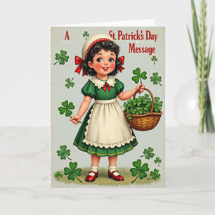 St Patricks Mädchen Glitter-Textur-Karte Karte