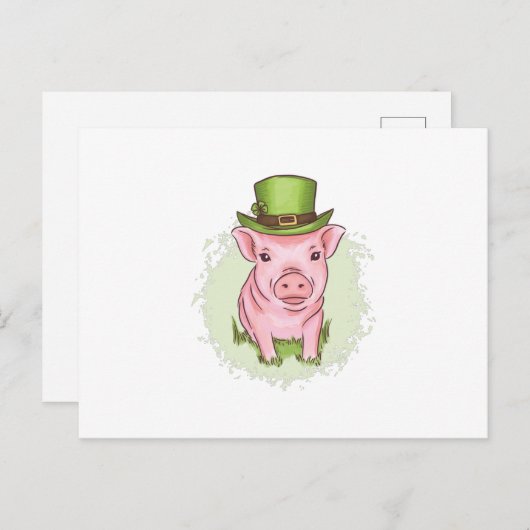 St Patrick's mini pig Postkarte (Vorne/Hinten)