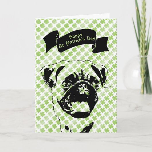 St Patricks - Mops Silhouette Karte (Vorderseite)