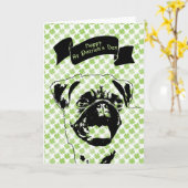 St Patricks - Mops Silhouette Karte (Gelbe Blume)