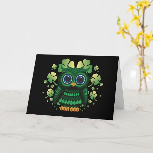 St. Patrick's Owl Karte (Gelbe Blume)