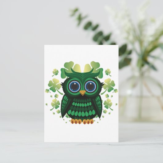 St. Patrick's Owl Postkarte (Stehend Vorderseite)