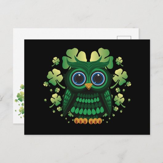 St. Patrick's Owl Postkarte (Vorne/Hinten)
