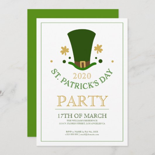 St.Patricks-Party Einladung (Vorne/Hinten)