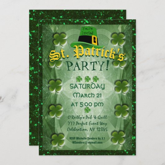 St. Patrick's Party Einladung (Vorne/Hinten)