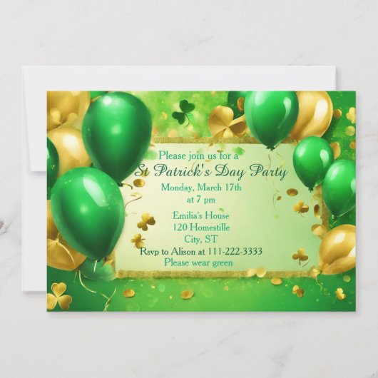 St Patrick's Party Einladung (Vorderseite)