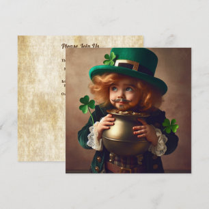 St Patrick's Party Irish Child Pot of Gold Square Einladung