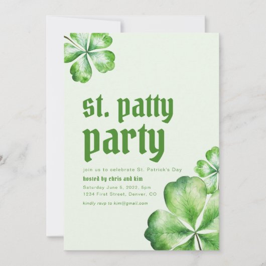 St. Patrick's Patty Day Party laden ein Einladung (Vorderseite)