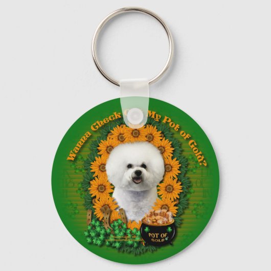 St Patricks - Pot of Gold - Bichon Frise Schlüsselanhänger (Vorderseite)