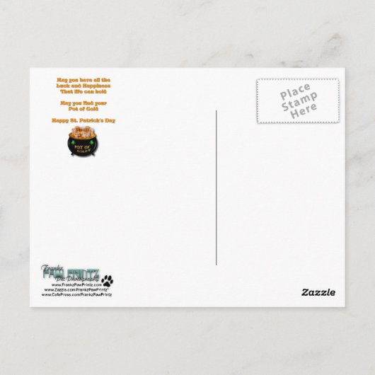 St Patricks - Pot of Gold - Boston Terrier Postkarte (Rückseite)