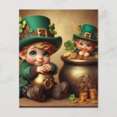 St Patrick's Pot of Gold Boy Leprechaun Einladung Flyer (Vorne)