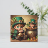 St Patrick's Pot of Gold Boy Leprechaun Square Einladung (Stehend Vorderseite)