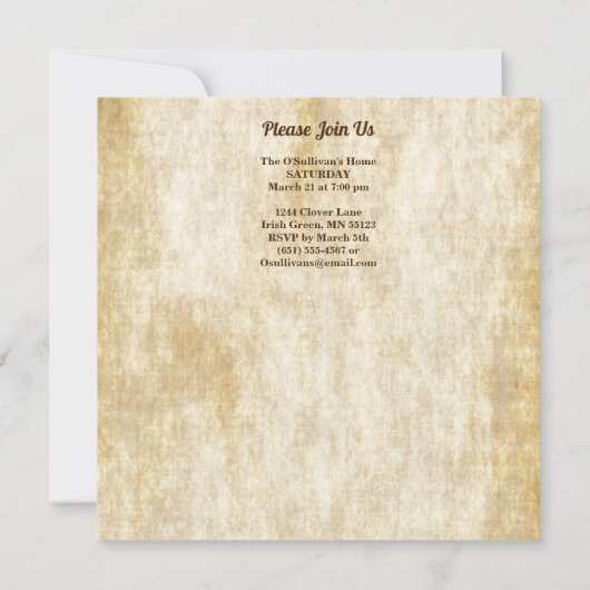 St Patrick's Pot of Gold Boy Leprechaun Square Einladung (Rückseite)