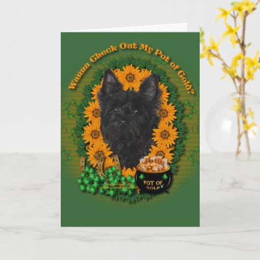 St Patricks - Pot of Gold - Cairn Terrier - Rosco Karte (Gelbe Blume)