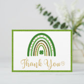 St. Patrick's Rainbow Baby Shower Dankeskarte (Stehend Vorderseite)