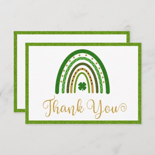 St. Patrick's Rainbow Baby Shower Dankeskarte (Vorne/Hinten)