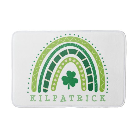 St. Patrick's Rainbow | Happy Whimsical Kleeblatt Badematte (Vorderseite)