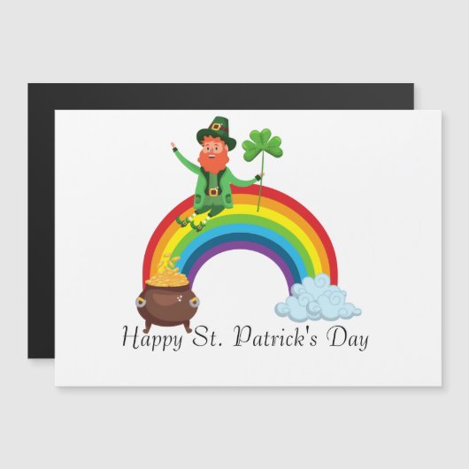 St. Patrick's Rainbow |Happy Whimsical Kleeblatt Magnetkarte (Vorne/Hinten)