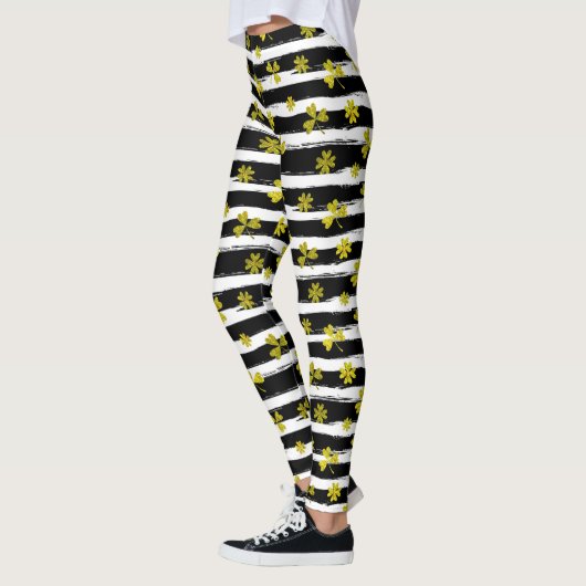 st patricks Schwarz-weiße Klee Leggings (Links)