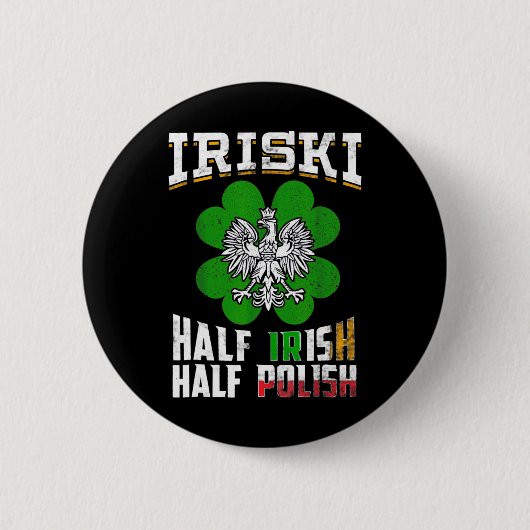 St Patricks Shamrock Geschenk T-Shirt Iriski Halb Button (Vorderseite)