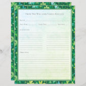 St. Patrick's Shamrocks Green Recipe Paper Sheet (Vorne/Hinten)
