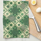 St Patrick's Shamrocks n Intertwined Celtic Knots Geschirrtuch