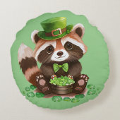 St. Patrick's Sloth und Raccoon Reversible Pillow Rundes Kissen (Rückseite)
