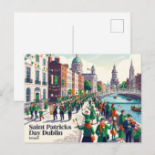 St. Patricks Tag Dublin Irland Postkarte (Vorne/Hinten)