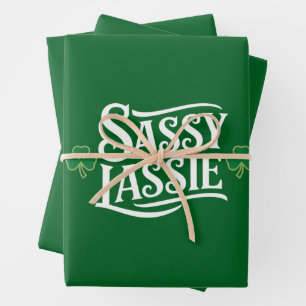 St. Patricks Tag Freches Mädchen Lustiges Irisches Geschenkpapier Set