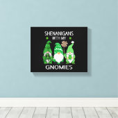 St Patricks Tag Glück Kleeblatt Leopard Gnome Leinwanddruck (Insitu (Holzboden))