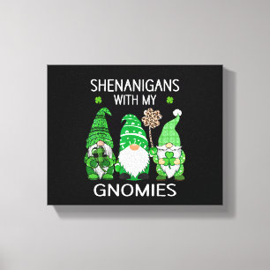St Patricks Tag Glück Kleeblatt Leopard Gnome Leinwanddruck