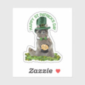 St. Patricks Tag - Glücklicher Waschbär Aufkleber (Blatt)