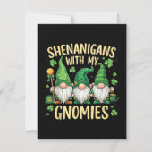 St. Patricks Tag Glückskleeblatt Gnom Ankündigung (Rückseite)