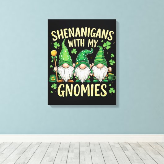 St. Patricks Tag Glückskleeblatt-Gnom Leinwanddruck (Insitu (Holzboden))