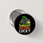 St. Patricks Tag Glückspilz Button (Vorne & Hinten)