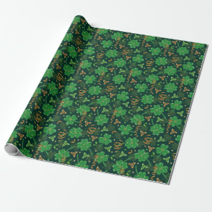 St. Patricks Tag Gold Trefoil Band Glückskleeblatt Geschenkpapier