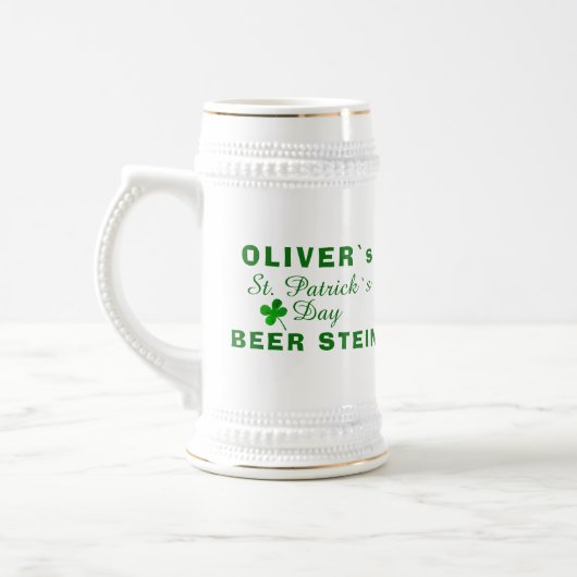 St Patricks Tag Grüner Kleeblatt Name Bierglas (Links)