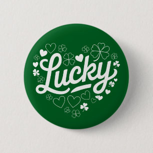 St. Patricks Tag Herz Glücksklee Kleeblatt  Button