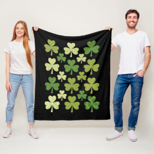 St. Patricks Tag Herz Glücksklee Kleeblatt Fleecedecke