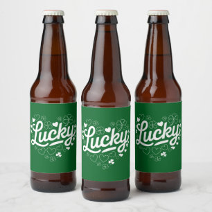 St. Patricks Tag Herz Glücksklee Shamrock  Bierflaschenetikett