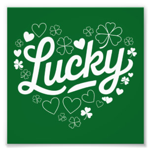 St. Patricks Tag Herz Glücksklee Shamrock Fotodruck