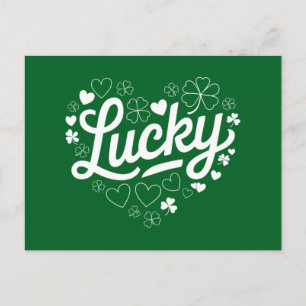 St. Patricks Tag Herz Glücksklee Shamrock  Postkarte