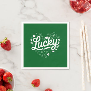 St. Patricks Tag Herz Glücksklee Shamrock Serviette