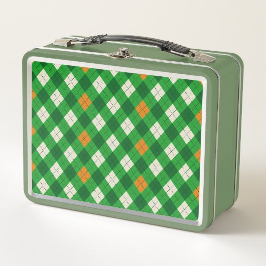 St. Patricks Tag Irisch gefärbter Argyle Metall Brotdose (Vorderseite)
