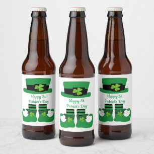 St. Patricks Tag, Irisch, Leprechaun, Grün Bierflaschenetikett