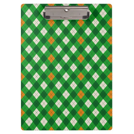 St. Patricks Tag Irischer farbiger Argyle Klemmbrett (Vorderseite)