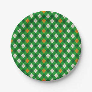 St. Patricks Tag Irischer farbiger Argyle Pappteller