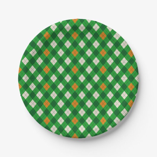 St. Patricks Tag Irischer farbiger Argyle Pappteller (Vorderseite)