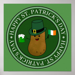 St. Patricks-Tag-Kartoffel mit Hut Poster