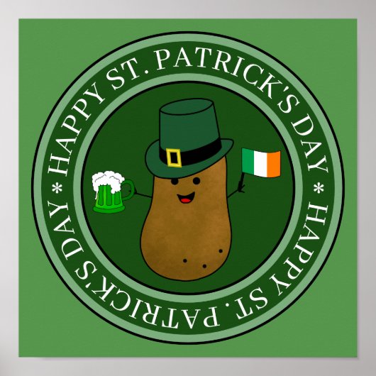 St. Patricks-Tag-Kartoffel mit Hut Poster (Vorne)